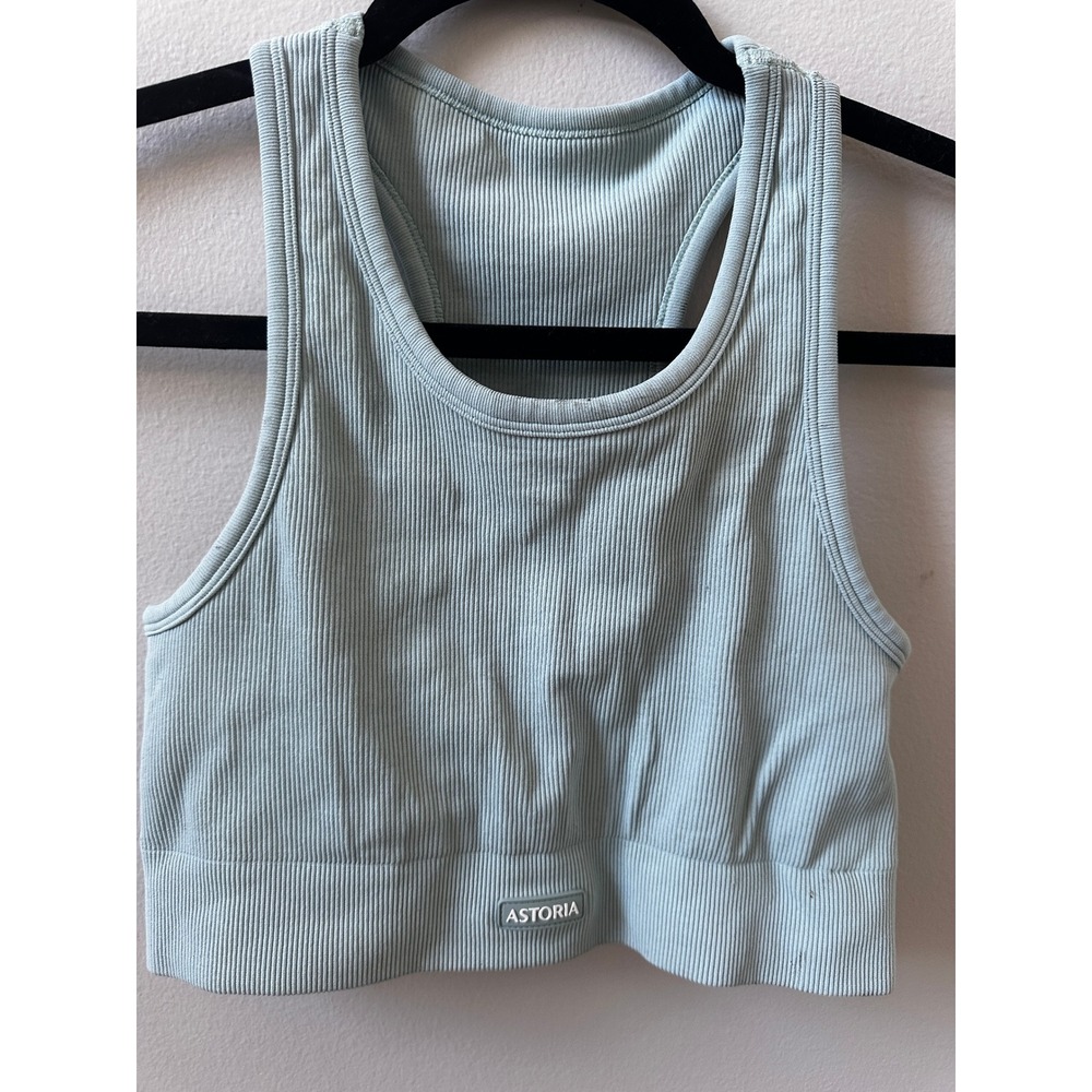 Astoria Activewear Ribbed Racerback Sports Bra Light Green Medium